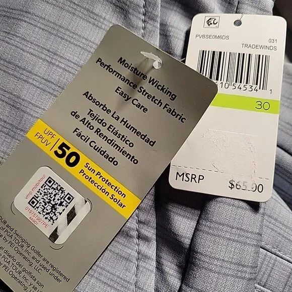 PGA TOUR Men's Active Gripper Waistband Shorts Tradewinds Gray Size 30 NEW 8" - Picture 6 of 11